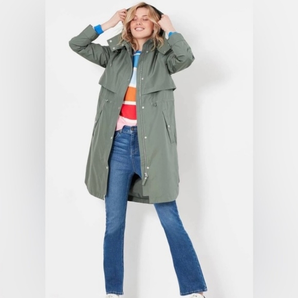 Joules Women's Waterproof Raincoat in Sage Green Size 16 - Picture 7 of 12
